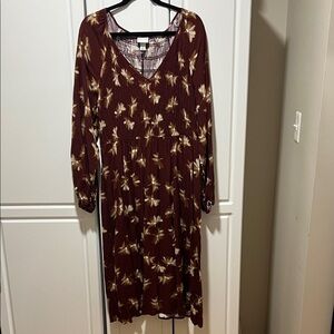 Ava & Viv Brown Floral Long Sleeve Dress